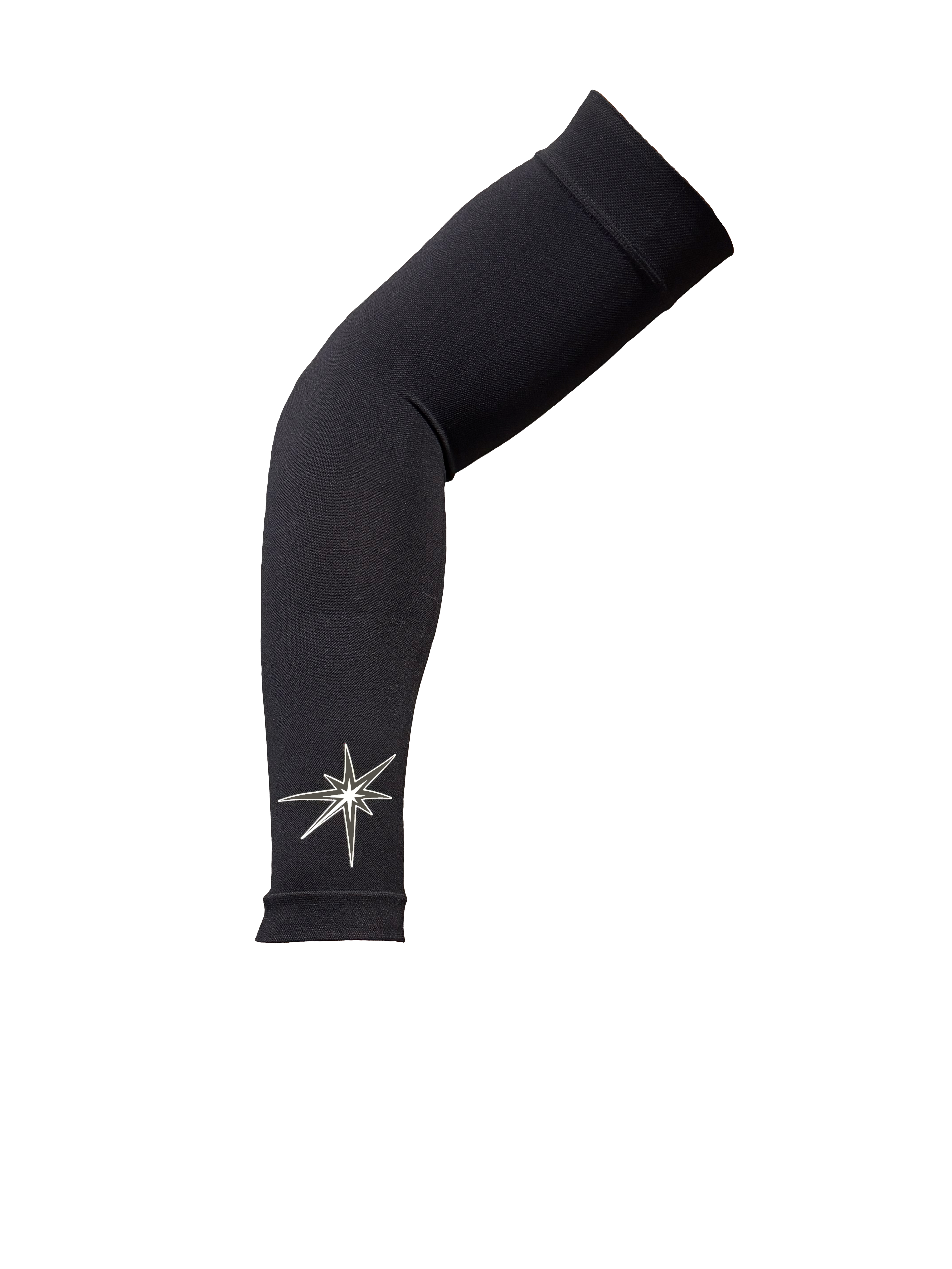 Black graduated compression arm sleeve.