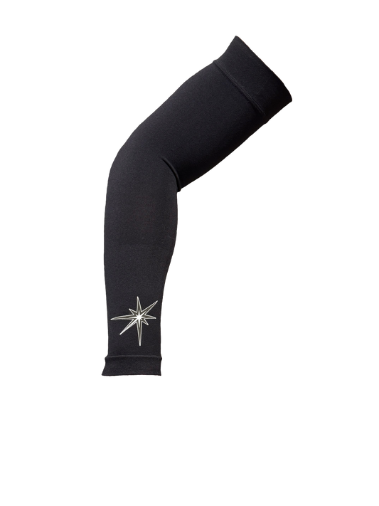 Black graduated compression arm sleeve.