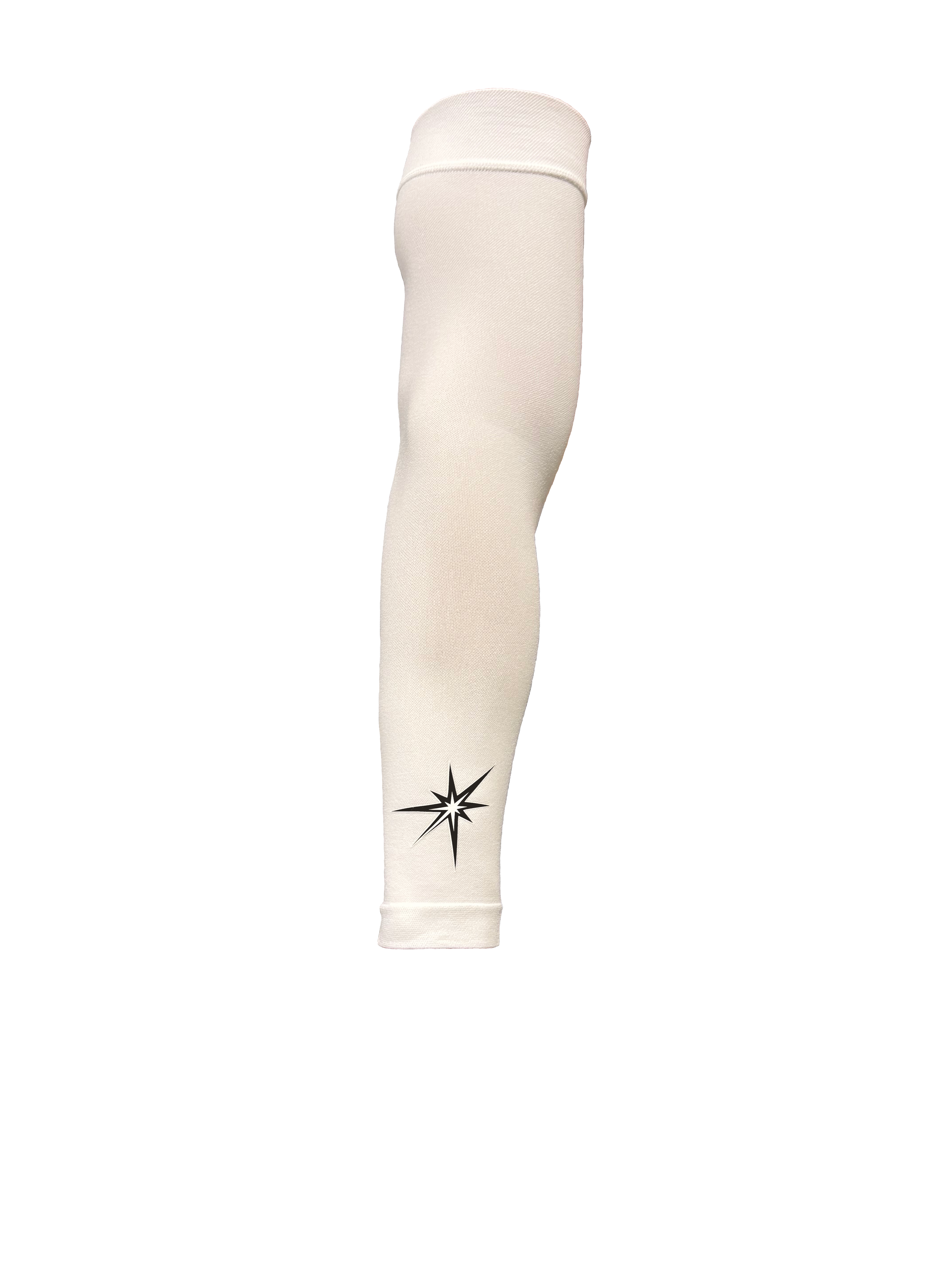 White graduated compression arm sleeve.