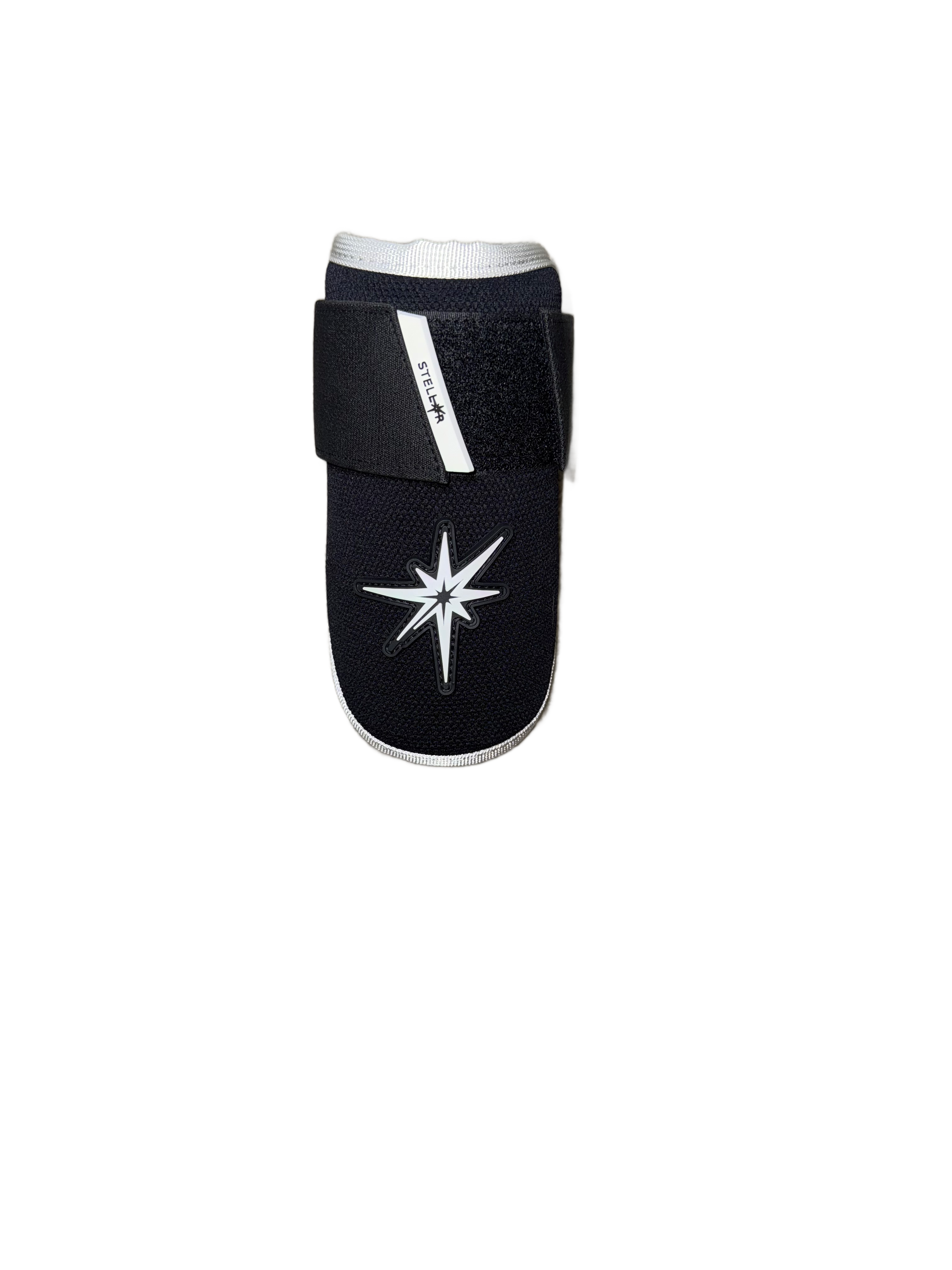Stellar Elbow Guard featuring a protective shell, adjustable strap, and ergonomic design for hitters.