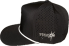 Black 5 panel rope hat.