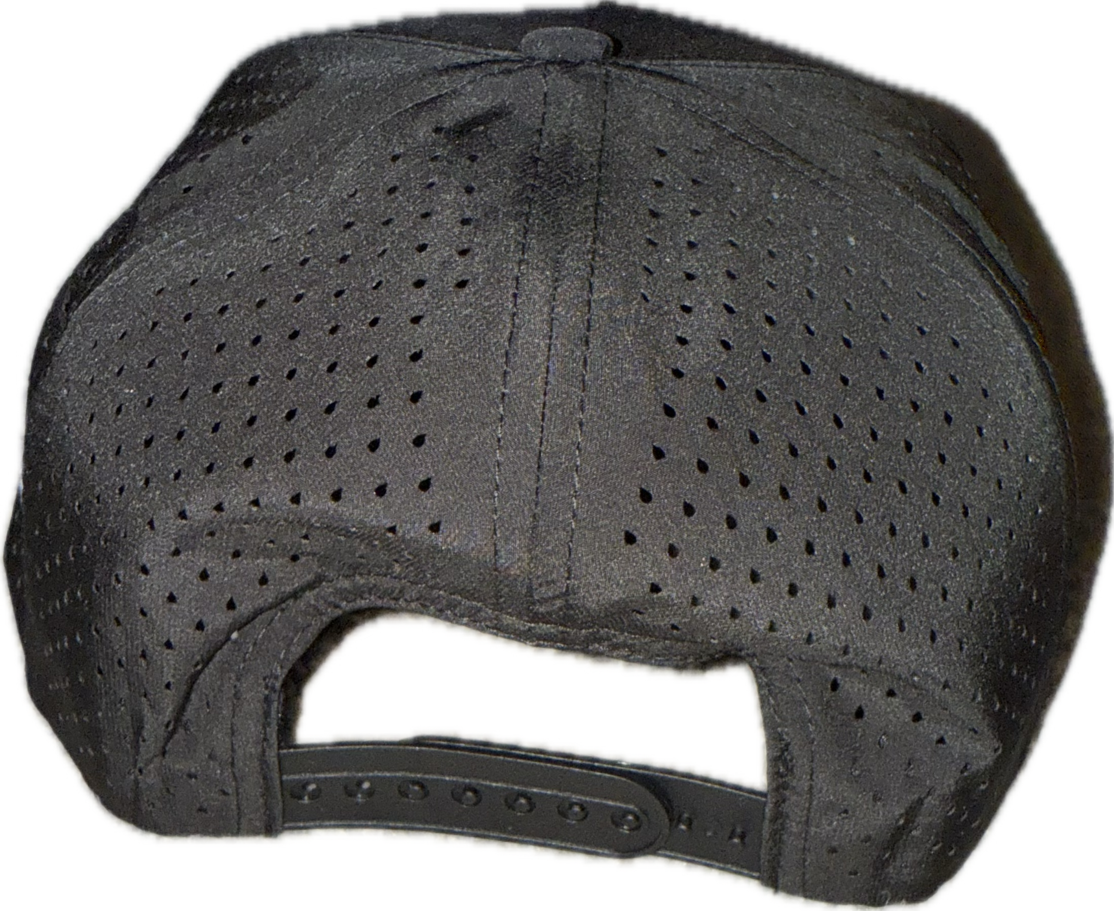 Black 5 panel rope hat.