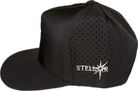 5 panel hat with snapback adjustability that is moisture wicking.