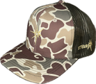 Camo 6 panel trucker hat.