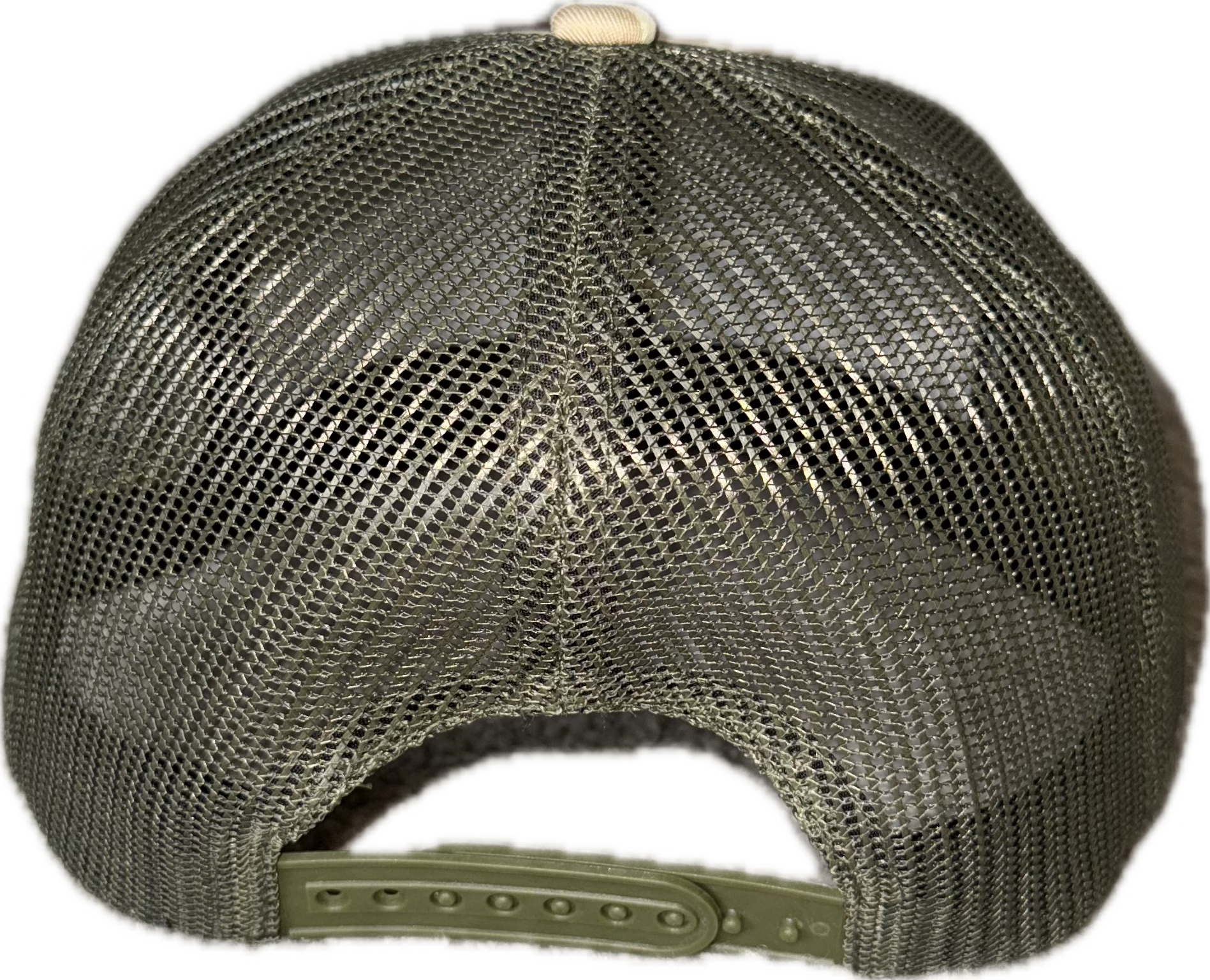 Camo 6 panel trucker hat.