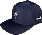 5 panel hat with snapback adjustability that is moisture wicking.