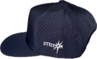 5 panel hat with snapback adjustability that is moisture wicking.