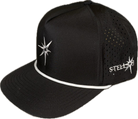 Black 5 panel rope hat.