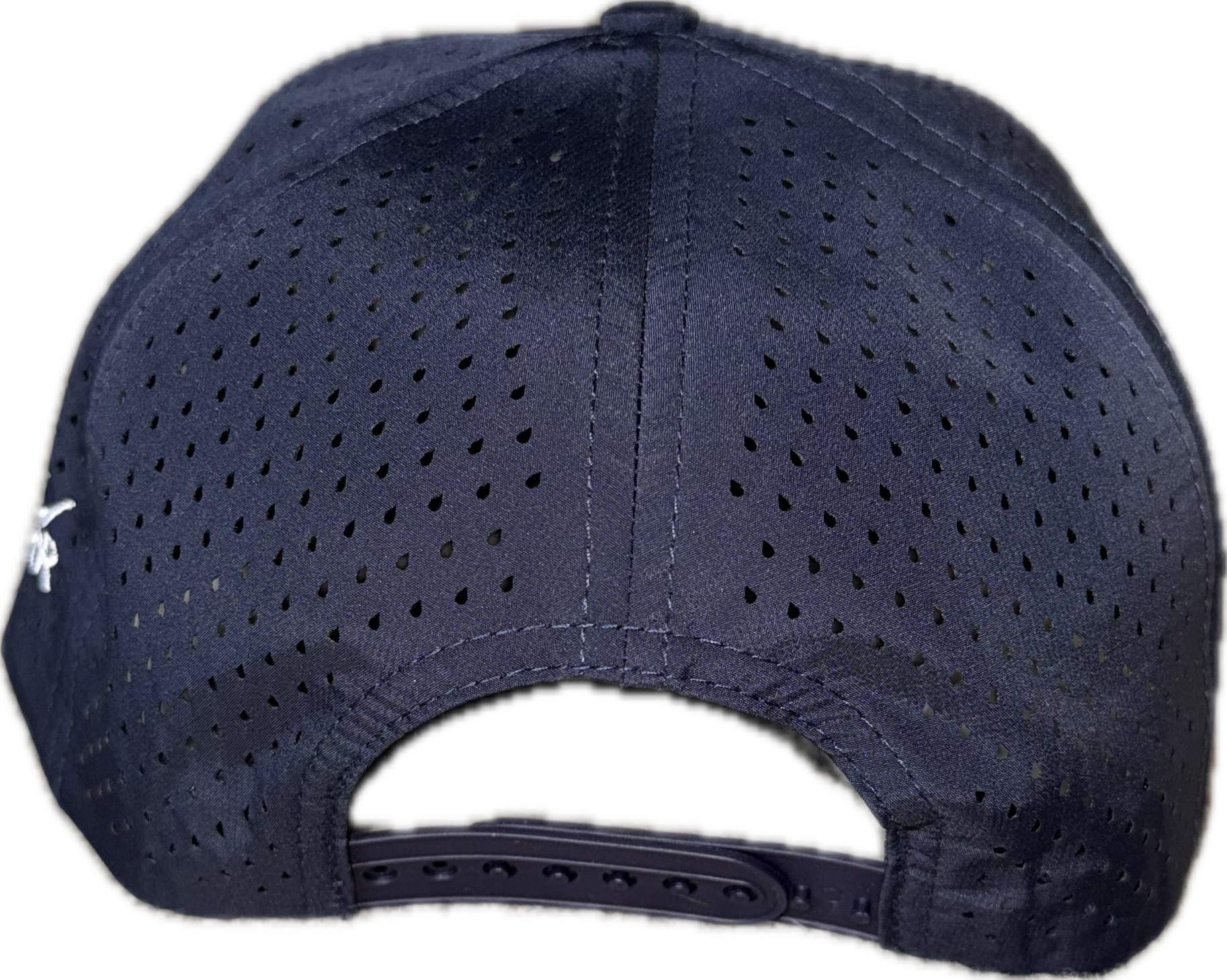 5 panel hat with snapback adjustability that is moisture wicking.