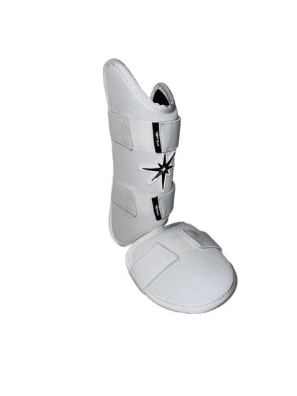 Stellar Leg Guard featuring a protective shell, adjustable straps, and ergonomic design for hitters.